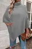 Otoño e Invierno nuevo Europeo y Americano Amazon comercio exterior color liso cuello alto chal Capa Transfronterizo suéter suéter abrigo para mujeres