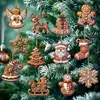 Enfeites de Árvore de Natal Decorações de Pão de Gengibre Enfeites de Natal Fofo de Inverno Rena Floco de Neve Papai Noel Enfeites de Madeira