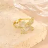 Anel aberto de zircônia transfronteiriço estilo clássico série de plantas mais vendida estilo de luxo leve anel de flor feminino de alta qualidade