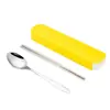 Juego de Vajilla Cuchillo y Tenedor de Acero Inoxidable Cuchara Juego de Vajilla Portátil Juego de Tres Piezas Caja de Regalo para Exteriores Juego de Una Pieza Vajilla Juego de Cuatro Piezas