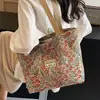 Bolso de Mano Floral de Gran Capacidad 2025 Nuevo Bolso Tote de Hombro Bolso de Lona Creativo Lindo Bolso Ins para el Almuerzo
