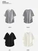 Camiseta de Manga Corta con Cuello Redondo de Gama Alta para Hombre, Casual de Verano, Holgada, Color Sólido, Falso Dos Piezas, Cuello en V Pequeño, Estilo Old Money, Top para Hombre