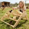 Percha triangular de madera maciza desmontable anti-rotación para entrenamiento de aves de corral, para mascotas en exteriores transfronterizos