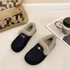 Mocasines de invierno retro con forro de polar, estilo nuevo 2026, cálidos, de suela suave, peludos, estilo Birkenstock, zapatos de algodón para mujer
