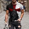 Camiseta estampada de manga corta con cuello redondo para hombre, patrón de cruz retro de verano, comercio exterior transfronterizo, nueva