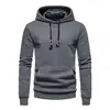 Moletom Masculino Clássico Outono/Inverno 2024 Casual com Bolso Grande Pulôver Jacquard Xadrez Pequeno Cor Sólida Moletom com Capuz para Homens