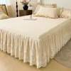 Saia de Cama de Renda de Algodão Lavado, Colcha de Renda, Conjunto de Três Peças, Lençol de Cama de Peça Única, Protetor de Colchão Estilo Saia de Renda Atacado