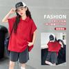 Polos de Manga Corta para Niñas, Camisetas Cortas de Verano para Niñas, Ropa de Verano para Niños, Tops Versátiles Coreanos, Colores Lisos de Verano