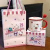 Taza de cerámica de dibujos animados Sanrio para uso doméstico, taza de leche linda y creativa para niños, taza abierta para estudiantes