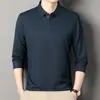 Camisa polo masculina de manga comprida transfronteiriça, adequada para primavera e outono, estilo business casual, com gola, projetada para homens de meia-idade e idosos, uma roupa estilosa para pais