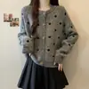 Cárdigan de punto holgado estilo coreano, suave y chic con lunares, moderno suéter cárdigan nuevo para mujer primavera y otoño 2026