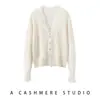 Borla~Elegante Cárdigan de Cachemira, Nueva Camisa Base de Cuello para Mujer Estilo Otoño, Versátil Abrigo de Encaje Color Sólido