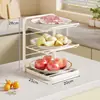 Prateleira de Armazenamento para Cozinha Bancada Porta-Pratos para Preparo de Alimentos Doméstico Multifuncional Prateleira de Armazenamento em Camadas para Tigelas Pratos Frutas Legumes