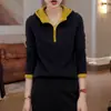 Camiseta de manga larga con capucha y media cremallera de terciopelo alemán doble cara para otoño e invierno, juvenil y versátil, capa base con forro polar, top pequeño de color contrastante, sudadera para mujer