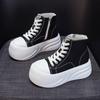 Zapatos de Tela de Piel de Vaca con Tacón Alto y Suela Gruesa para Mujer, Zapatos de Plataforma Casuales para Personas Bajas, Zapatos de Caña Alta Feos y Lindos para Dedo Gordo, Zapatos de Mujer con Cremallera Lateral y Cordones