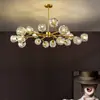 Lámpara de Sala de Estar Nórdica Araña Moderna Minimalista Dormitorio Comedor Lámpara Rama Cristal de Cristal Araña Lujo Ligero Lámparas de Celebridad de Internet