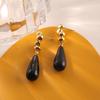 Pendientes de Ónice Negro en Forma de Gota Pendientes Colgantes de Estilo Fresco de Alta Gama Atmósfera Otoño e Invierno Moda Versátiles Pendientes de Gota de Agua para Mujer
