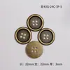 Botones Metálicos Redondos de Cuatro Agujeros en Color Bronce Antiguo Vintage para Abrigos, Trajes, Gabardinas y Chaquetas