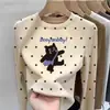 2026 Camiseta de Manga Larga con Lunares para Niñas Otoño/Invierno de Terciopelo Alemán, Capa Base Cálida para Niños, Top Elegante