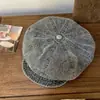 Boina de Mezclilla Vintage para Mujer Sombrero Octagonal Circunferencia de Cabeza Grande Sombrero de Sol Pintor Sombrero de Sol Versátil Adelgazante para la Cara Sombrilla Sombrero Nube
