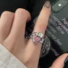 Anel Criativo Novo Estilo Ins Transfronteiriço Tendência Inlay de Pedra da Lua Luz de Anel Luxo Nicho Estilo Frio Anel Aberto Feminino