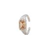 Anel Zircônia Micro-Cravada Deslumbrante Prata S925 Versão Coreana para Mulheres, Anel Aberto com Letra Moda Vintage, Anel Artístico de Dedo Indicador Trendy