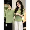 Nova Camisa de Manga Curta Estilo Chinês Chegada de Verão Elegante Emagrecedora Estilo Nacional Gola Alta Botão de Rã Camisa Top de Temperamento