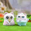 Pequeño Siamés Súper Estable Emocionalmente Caja Ciega de Dos Bombas con Terciopelo Mascota Linda Adorno de Escritorio Decoración Regalo Dropshipping