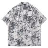 Camisa de Verão Tailandês com Colarinho Cubano Flor Fresca Masculina Estilo Hong Kong Vintage Phuket Beach Camisa de Manga Curta Solta para Casal