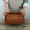 Cesta de mimbre sintético para snacks plato para papas fritas pan plano cacahuetes semillas de melón plato para snacks cesta para bollos de postre frutero cesta para verduras