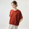 Suéter de Punto de Terciopelo Nuevo Otoño/Invierno para Mujer Cuello Redondo Corte Holgado Manga Tres Cuartos Top Color Sólido Casual Versátil