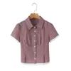 Conjunto de dos piezas: top de camisa de encaje de ondas dulce y puro estilo academia francés retro, ajuste ceñido + falda corta