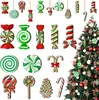 Enfeites de Pirulito Doce de Natal para Decoração de Árvore de Natal Pingente de Bola de Basto de Menta de Madeira Pendurado