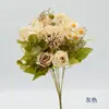 Buquê de Flores Artificiais Decoração de Casamento ao Ar Livre Arranjo Floral Pastoral Decoração de Corredor Arranjo de Flores Rosa Laranja Cores de Outono Flores Decoração de Casa