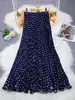 Falda Plisada Estampada de Gasa Estilo Coreano y Japonés, Cómoda y Casual, Cintura Alta Adelgazante, Falda Larga Muy Acampanada