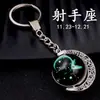 Versão Céu Estrelado de Cristal Chaveiro das Doze Constelações Luminosas Chaveiro Pedra do Tempo Chaveiro de Capricórnio Aquário