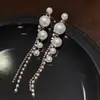 Pendientes de plata S925 con pasador, 2024, elegantes, de alta gama, con borlas de celebridades de Internet, ligeros, de lujo, con perlas de alta gama.