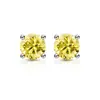 Pendientes de Plata de Ley S925 Chapada con Imitación de Moissanita de 1 Quilate, Pendientes de Diamante de Color de Cuatro Garras, Pendientes de Lujo Accesible