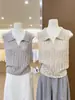 Ropa de mujer de alta gama Shenzhen Nanyou: tejido calado con cuello, chaleco sin mangas, chaleco, top estilo 'old money' para verano