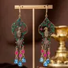 Pendientes de Borla de Pájaro Vintage Estilo Retro Desgastados Pendientes de Gama Alta con Pedrería Pendientes de Botón Vintage de Pájaro para Mujer