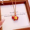 Colgante de Caballo Rojo Tang Esmaltado Chino, Mismo Estilo que en Tiendas de Oro, Colgante de Cadena para Suéter de Caballo del Zodiaco para Mujer, Regalo para el Año de Nacimiento