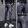 Jeans para Hombre de Primavera y Otoño Corte Delgado Pierna Recta Estilo Coreano Gama Alta Elásticos de Moda Pantalones Casuales Versátiles Moda Pantalones Largos Hombre