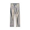 Jeans Patchwork Rotos de Calle Alta Europea y Americana para Hombre Primavera y Otoño Amarillo Lodo Desgastado Hiphop Pantalones de Calle Modernos Hombres