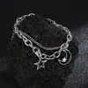 Pulsera de Moda Estilo Coreano para Mujer Estilo Frío Doble Capa Apilada Estrella Luna Hip-Hop Pulsera de Moda Pulsera Distintiva Versátil