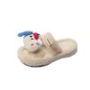 Estilo Coreano Otoño e Invierno Nueva Ropa Exterior Casual Zapatillas de Algodón Personalizadas para Niñas Perro Azul con Orejas Lindas Zapatillas Peludas Corazón de Niña