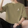 Camiseta masculina de algodão pesado americano 260g, manga curta, gola redonda, solta, com estampa de letras, camiseta de meia manga