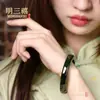 Pulsera de Jade Natural Hetian de Xinjiang para Mujer, Pulsera Cuadrada Verde Torre Verde Tinta, Pulsera Ancha y Engrosada de Jade Zafiro, Pulsera de Jade