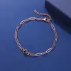 Pulseira de Clipe de Papel Simples Transfronteiriça Europeia e Americana Joias Colar Aço Inoxidável Ouro Prata Ouro Rosa Pulseira de Clipe de Papel para Mulheres