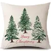 Juego de Fundas de Almohada Transfronterizas para Navidad Europea y Americana, Funda para Cojín de Sofá de Sala de Estar, Funda para Almohada de Cintura con Reno Papá Noel Árbol, Suministro de Fábrica