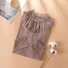 Camiseta Básica de Encaje para Mujer Otoño e Invierno de Ning Xinyi, Top Interior Elegante de Manga Larga, Top de Algodón Canalé de Cuello Medio Alto
